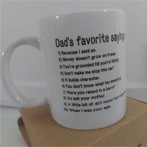 Dads Favorite Sayings Mug Coffee Cup Drinking Glass Gift Funny Father Present